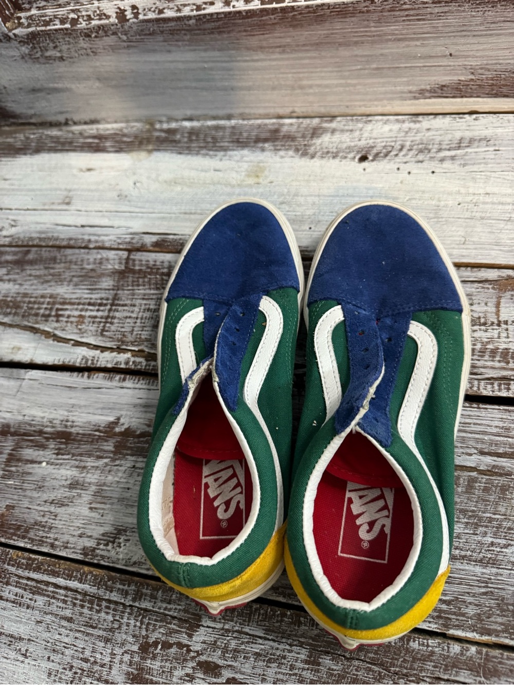 Vans Green & Blue Low-Top Sneakers with White Side Stripe - Picture 5 of 7